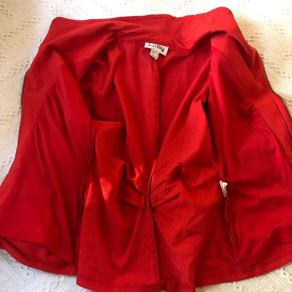 VTG Joseph Ribkoff Red Zip Front Blazer Jacket Fitted 12 Large Office Siren Y2K - Picture 7 of 11
